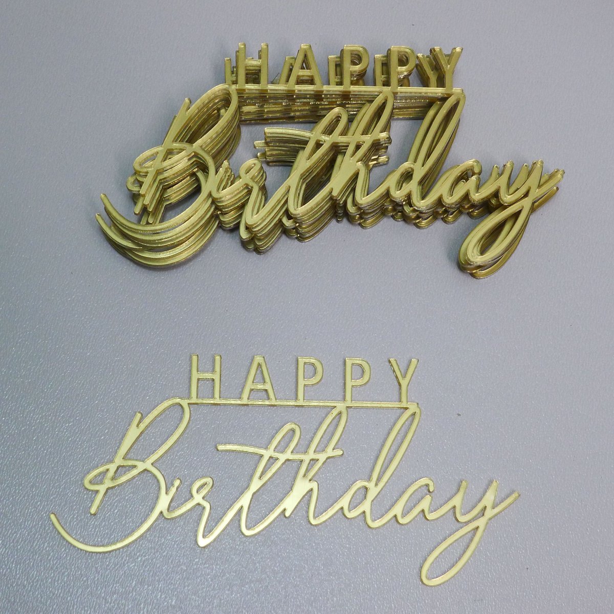 Топпер «Happy Birthday 1шт + 3шт сердечки», Зеркальное золото, 120×60 мм — фото 13