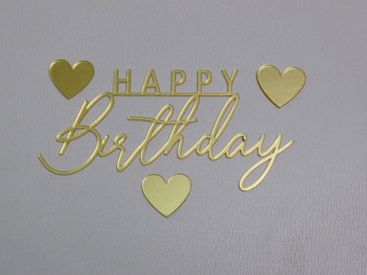Топпер «Happy Birthday 1шт + 3шт сердечки», Зеркальное золото, 120×60 мм — фото 14